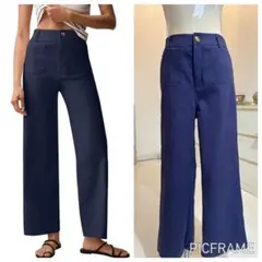 【新品未使用】コットンカジュアルパンツ(紺色)