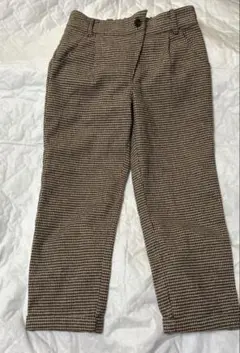 千鳥柄　チェック柄テーパードパンツクロップド丈　裏地付　ポケットあり　スラックス