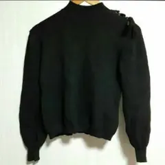 【早い者勝ち】新品 Toyome ウールブレンド肩リボンハイネックニット 黒
