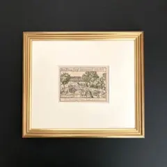 フランソワ ミレー「落ち穂拾い」銅版画約18×24額縁38.5×49cm 紙箱付