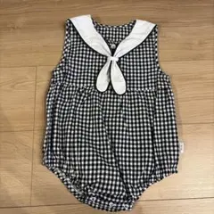 セーラー襟 チェック柄ロンパース