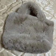 ベージュ　フェイクファー トートバッグ