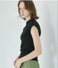 coca ノースリーブ リブニット ブラック