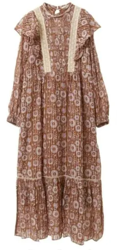 タグ付きヌキテパ フラワープリント ワンピース