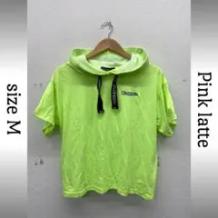 【良品】Pinklatte×Kappa 半袖 メッシュパーカー テープデザイン
