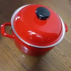 FUJIHORO 富士ホーロー 両手鍋 レッド　美品のサムネイル
