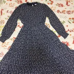 Honeys GLACIER ネイビー 花柄ワンピース M