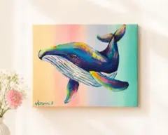 原画】アクリル画 F3 カラフルなウミガメ/現代アート キャンバス