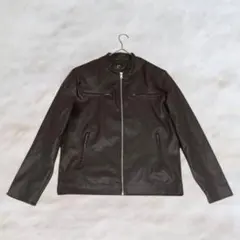 【美品】フェイクレザージャケット ライダース フルジップ ユニセックス 6974