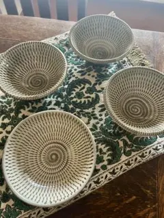 小石原焼き　小鉢　4個セット　飛びカンナ　民藝　小石原ポタリー