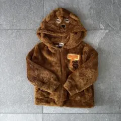 フード付きブラウンフリースジャケット