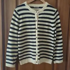 Samansa Mos2 50%羊毛入り　ストライプ カーディガン　フリー