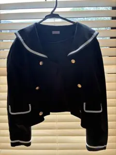 axes femme kidsセーラー襟 クロップドジャケット 黒 150