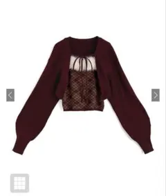 GRL 【an1840】 アーガイル柄ファーキャミソールボレロニットアンサンブル