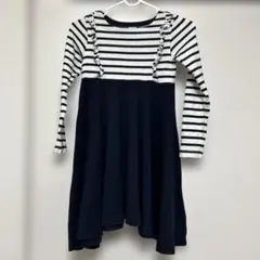 プチバトー ボーダーワンピース　ネイビー　128cm 8ans