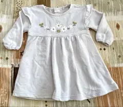 SIMPLE FREE 花柄刺繍 ワンピース 90サイズ グレー 綿