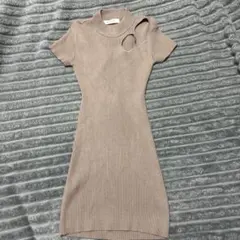 SPIRALGIRニットワンピ ミニ丈 ギャル ベージュ フリーサイズ