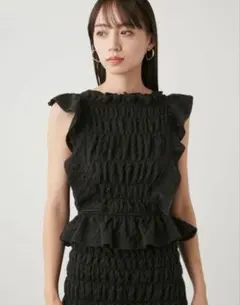 SNIDEL シャーリングギャザートップス スカート セットアップ