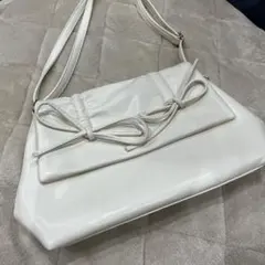 ショルダーバッグ ホワイト リボン