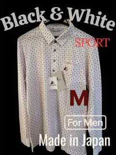 【未使用】【Black & White SPORT 】 メンズ長袖ポロシャツ Mのサムネイル