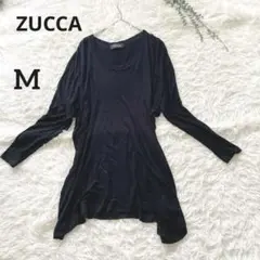 ZUCCA ズッカ 黒 長袖 ゆったり変形 ブラック チュニック カットソー Mのサムネイル