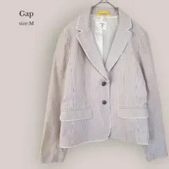 【ギャップ】Gap テーラードジャケット　ストライプ　綿100% ブラウンのサムネイル