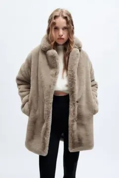 訳あり　ZARA フェイクファー　コート　ベージュ　ジャケット　テディベア