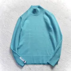 極美品 ENFOLD ニットセーター ハイネックプルオーバー ブルー M 23