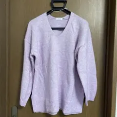 ふんわりまとう5ゲージミルキータッチVネックプルオーバー　ピンクパープル　新品
