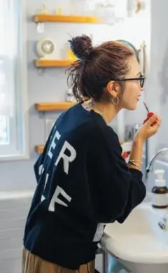 ニコアンド　［be with M］ Misayoバックロゴカーディガン M