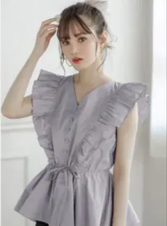 GRL ラッフルフリルノースリーブブラウス[k8689w]