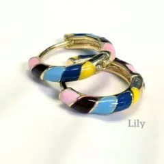 新品✨マルチカラー カラフル ミニ フープ ピアス フレンチ ヴィンテージ