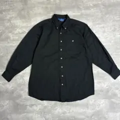 黒シャツ　ボタンダウン シャツ ブラック 長袖 無地 シンプル 上品 カジュアル