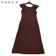 美品　TOCCA　トッカ　ピンドット　フリル　バックリボン　Aライン　ワンピース