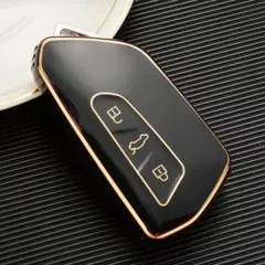 VW フォルクスワーゲン 黒 ブラック ゴールド TPU キーケース キーカバー