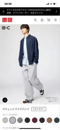 グレー ワイドパンツ XL