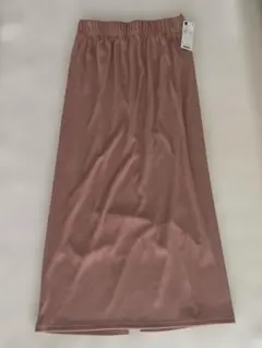 タグ付き⭐︎GU リブナロースリットロングスカート オレンジ Ｌ