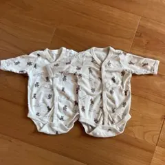 クマ柄長袖ベビー肌着2点セット