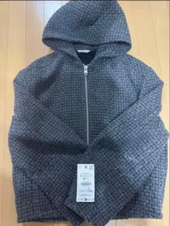 ZARA フード付きグレー ジップアップジャケット S