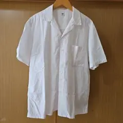 【ユニクロ】オープンカラーシャツ 半袖 白 ホワイト【M】開襟シャツUNIQLOのサムネイル
