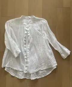 無印良品　リネン 白 五分袖 シャツ