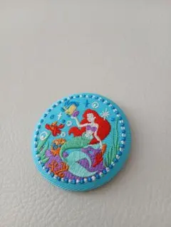 ディズニー刺繍缶バッチ2　リトルマーメイド　アリエル