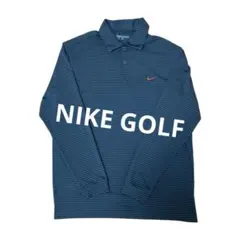 Nike ゴルフ 長袖ポロシャツ ダークグレー　ボーダー　L