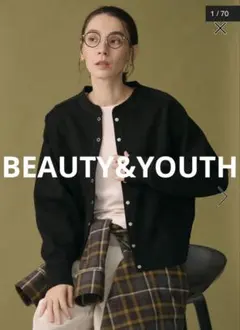 BEAUTY&YOUTH リングボタンカーディガン 黒