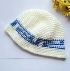 B 雷門柄　雷文　雷紋　クラッシャーハット　クロシェハット　バケットハット