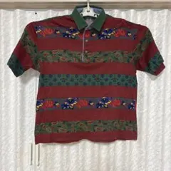【希少】90s マンシングウェア 総柄 ポロシャツ 綿100% 日本製 Mのサムネイル