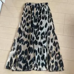 GANNI ヒョウ柄 レオパード フレアスカート デニム ロゴボタン 32 GANNI｜レオパードプリントデニムフレアスカート