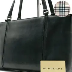 美品✨バーバリー トートバッグ ノバチェック A4収納可 レザー 黒 定価13万