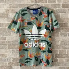 adidas 花柄 半袖Tシャツ ロング丈