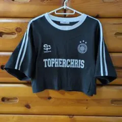 WEGOウィゴー　半袖Tシャツ　クロップド丈　TOPHERCHRIS　ブラックＭ